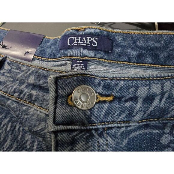Chaps Womens Denim Capri With Leaf Print Modern Fit Size 18 - Picture 8 of 12